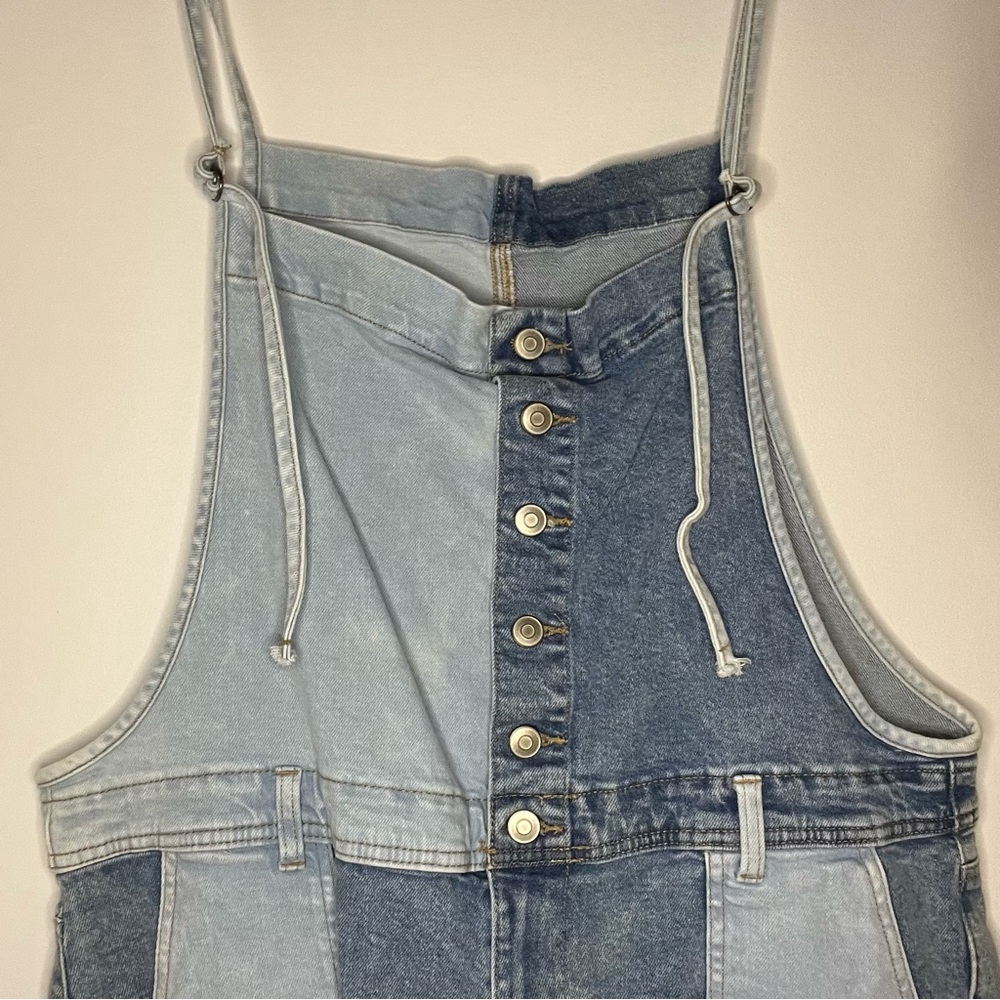 Denim Patchwork Overalls - image 2